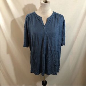 Woman Within Dusty Blue Short Sleeve Henley - Women’s 14/16, NWT, Bust 24.5”